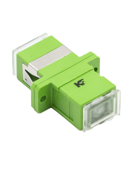 Adaptador SC APC SM monomodo simple con lengüeta, tapa transparente antipolvo.