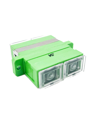 Adaptador SC APC Premium SM monomodo doble con lengüeta, tapa transparente antipolvo