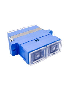 Adaptador SC PC Premium SM monomodo doble con lengüeta, tapa transparente antipolvo.