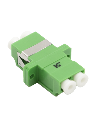 Adaptador LC APC SM monomodo doble con lengüeta.