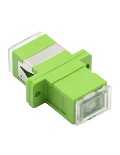 Adaptador SC APC SM monomodo simple con lengüeta y tapa transparente anti polvo estandar