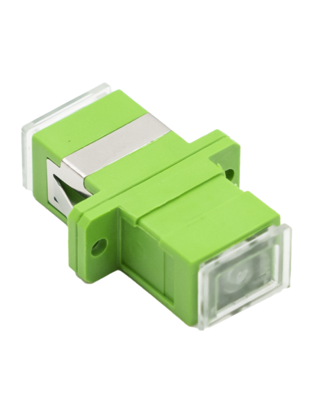 Adaptador SC APC SM monomodo simple con lengüeta y tapa transparente anti polvo estandar