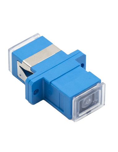 Adaptador SC PC SM monomodo simple con lengüeta, tapa transparente antipolvo.