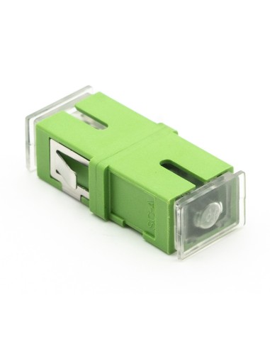 Adaptador SC APC SM monomodo simple sin lengüeta y tapa transparente antipolvo.
